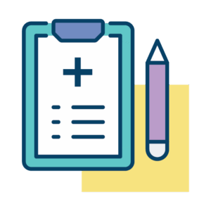 Icon of clipboard and pencil