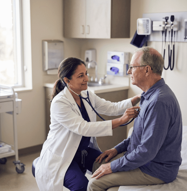 Pulmonologist with patient during appointment